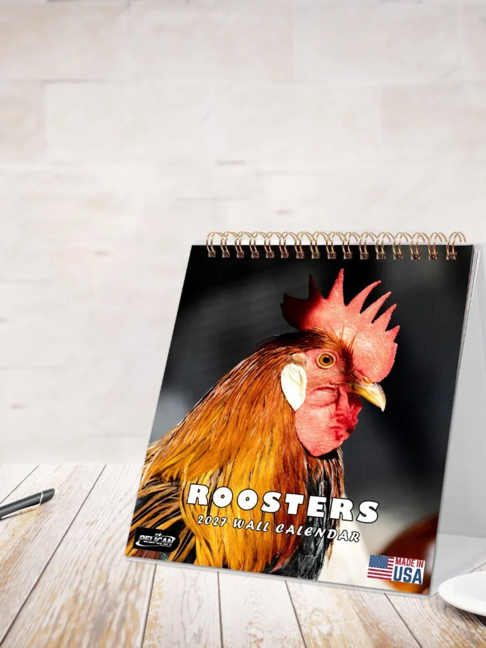 2027-12 Months Desk Calendar Desktop Planner with To-Do List (Roosters)